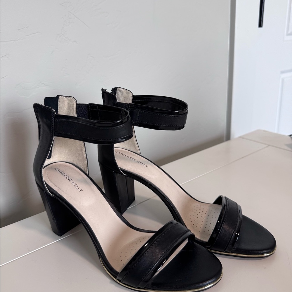 Adrienne Kelly Black Ankle Strap Heels